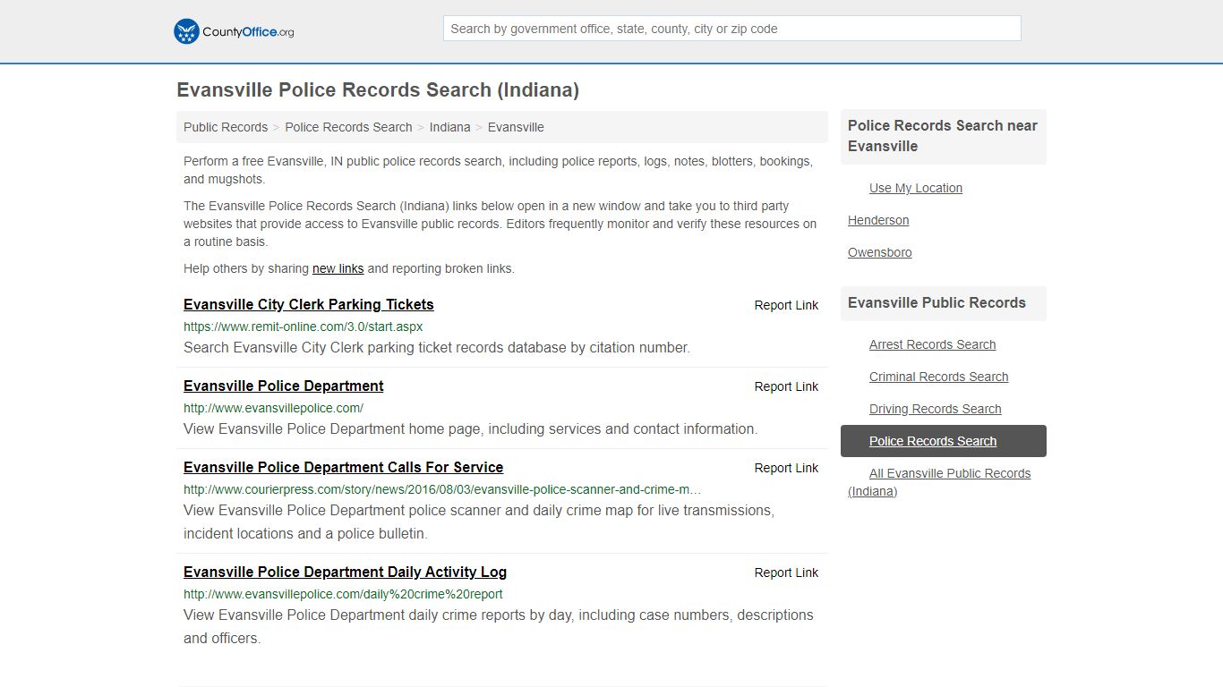 Police Records Search - Evansville, IN (Accidents & Arrest ...